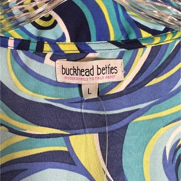 NWT Buckhead Betties Green & Blue Swirl Pattern Shift Blouse Size Large - Picture 11 of 11
